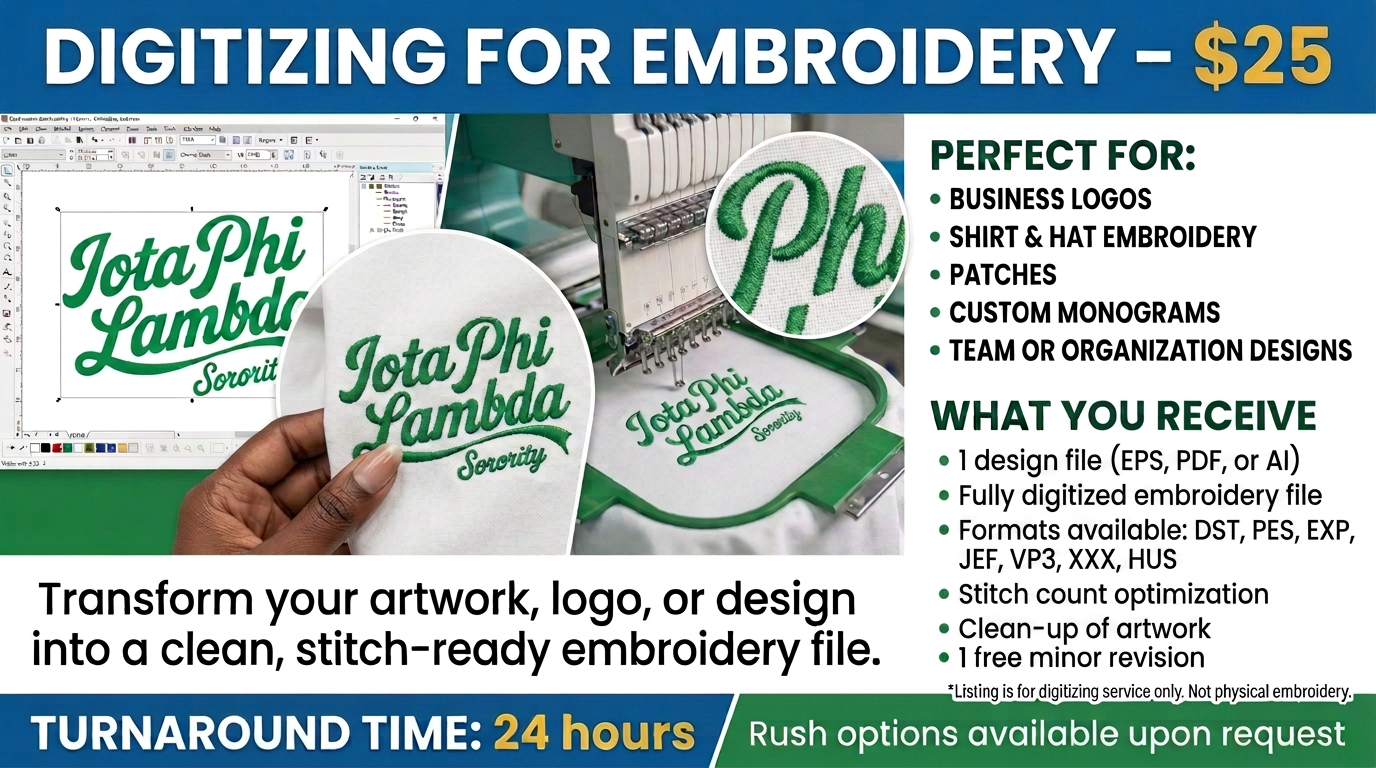 Digitizing for Embroidery – $25