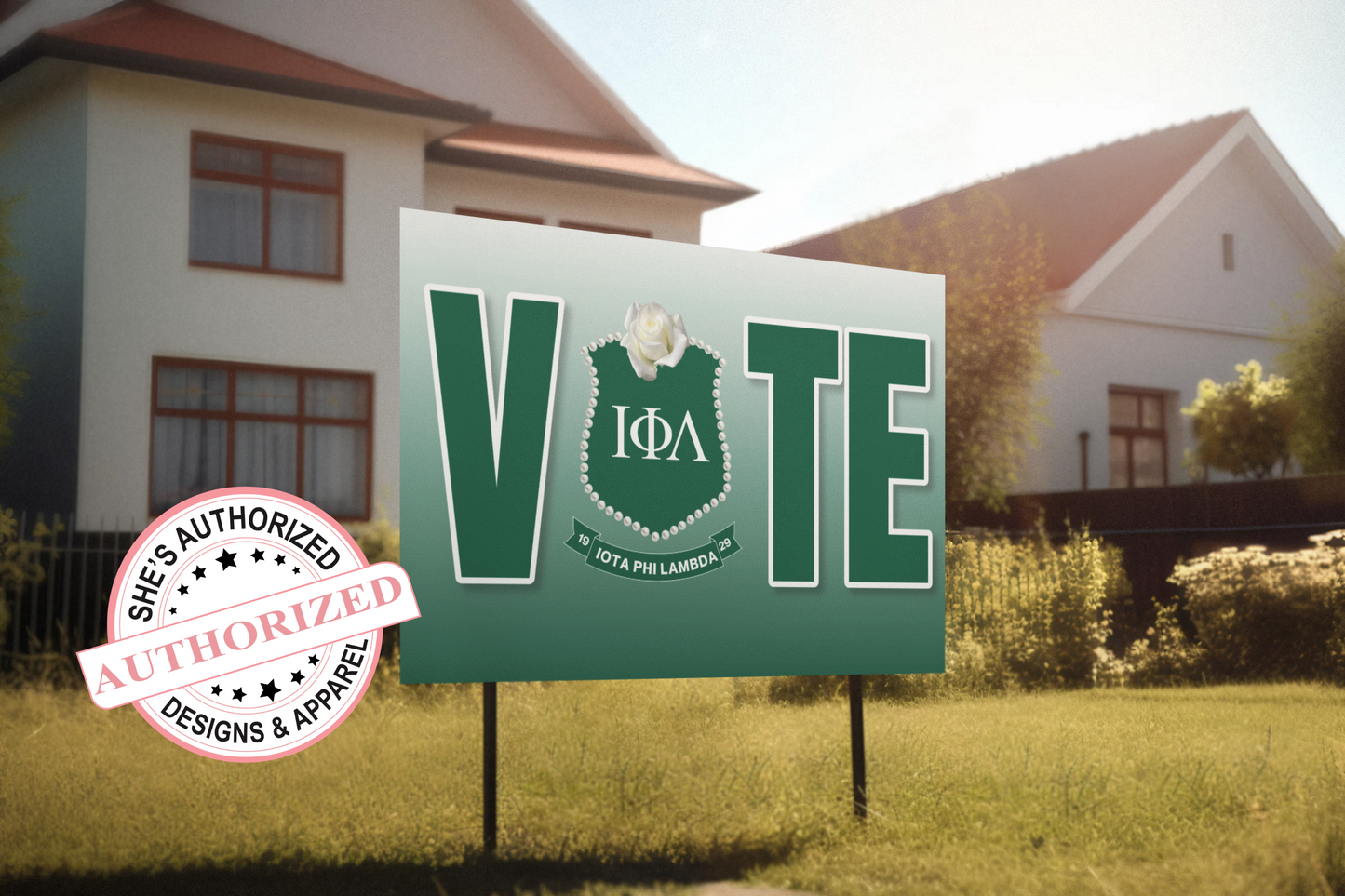 24×18 Iota Phi Lambda “VOTE” Yard Sign — Includes Yard Stake